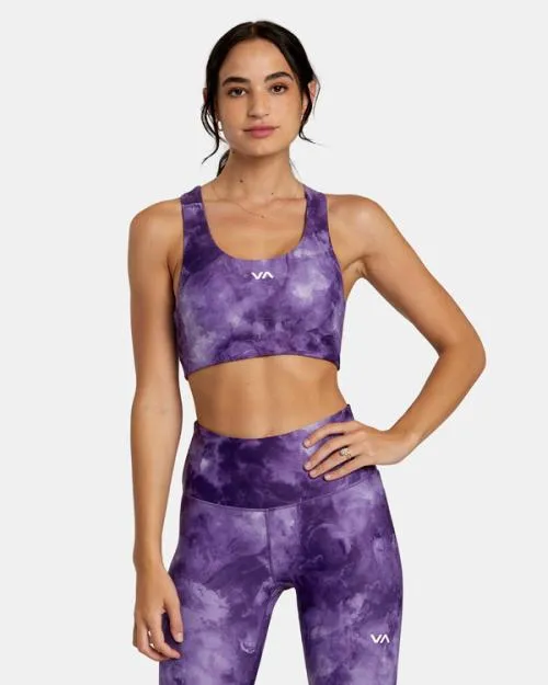 Rvca VA Essential Mid Support Sports Bra Grape Tie Dye SportWomen Tops