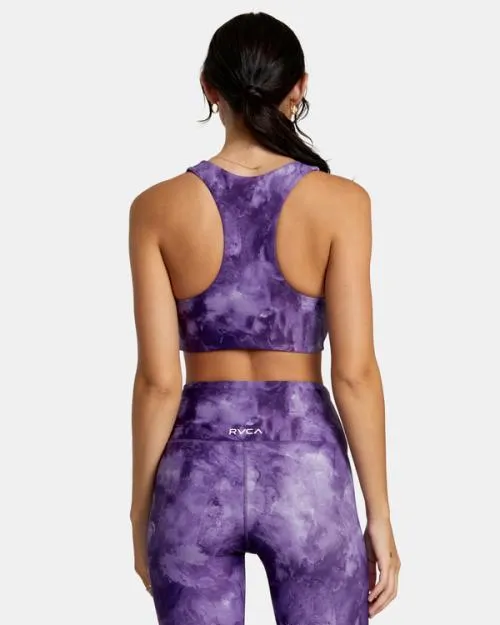 Rvca VA Essential Mid Support Sports Bra Grape Tie Dye SportWomen Tops