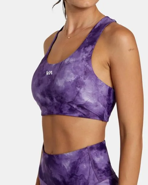Rvca VA Essential Mid Support Sports Bra Grape Tie Dye SportWomen Tops