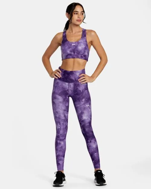 Rvca VA Essential Mid Support Sports Bra Grape Tie Dye SportWomen Tops