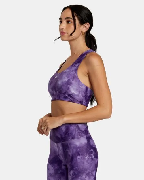 Rvca VA Essential Mid Support Sports Bra Grape Tie Dye SportWomen Tops