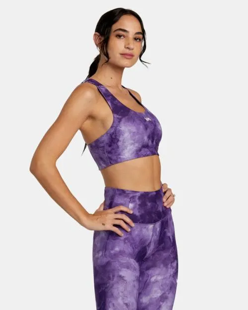 Rvca VA Essential Mid Support Sports Bra Grape Tie Dye SportWomen Tops