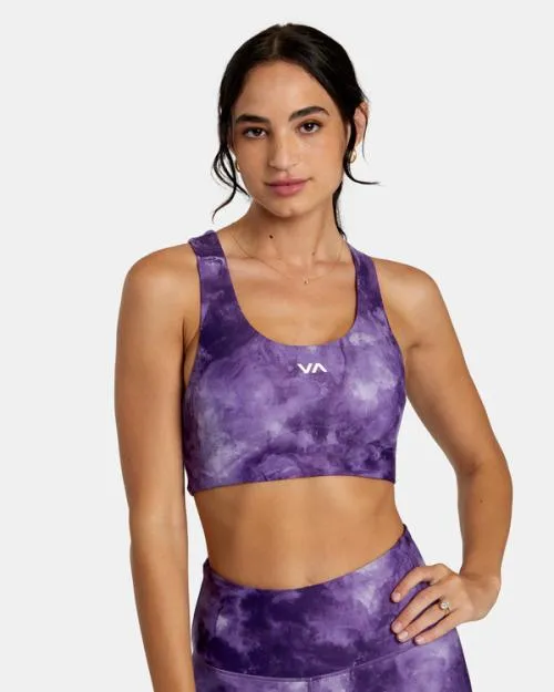 Rvca VA Essential Mid Support Sports Bra Grape Tie Dye SportWomen Tops