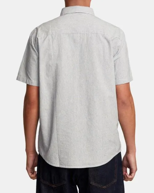 Rvca Visions Stripe Short Sleeve Shirt Moody Blue Men Shirts and Flannels