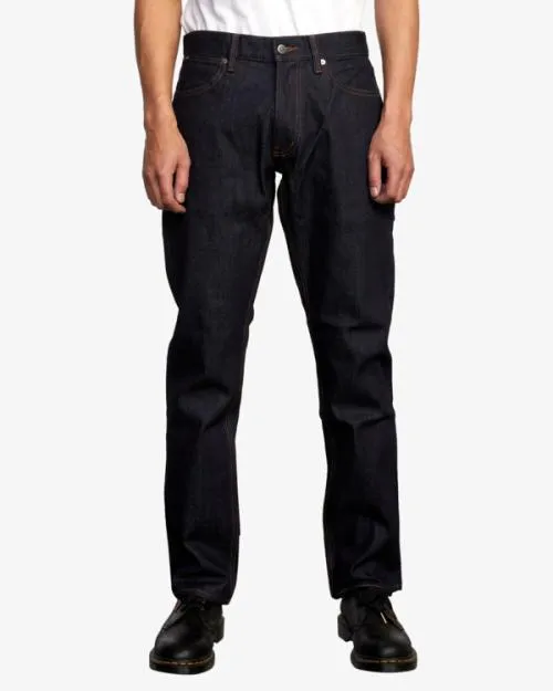 Rvca Weekend Straight Fit Jeans Dark Indigo Men Denim