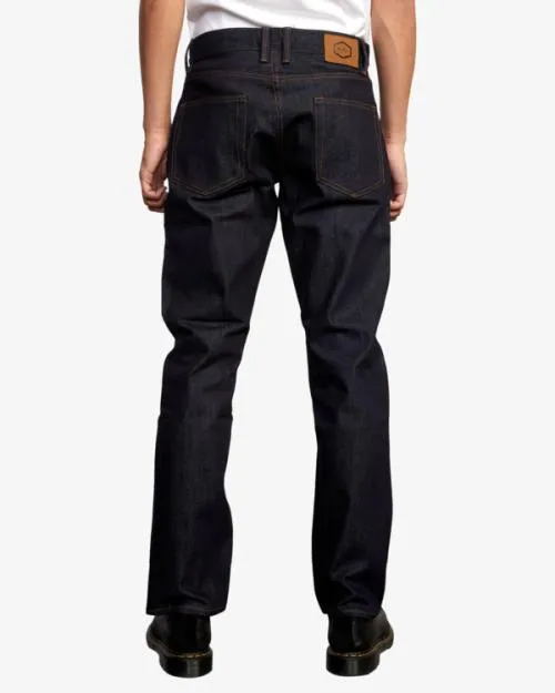 Rvca Weekend Straight Fit Jeans Dark Indigo Men Denim