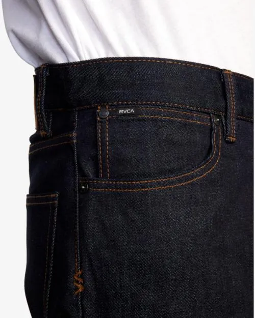 Rvca Weekend Straight Fit Jeans Dark Indigo Men Denim