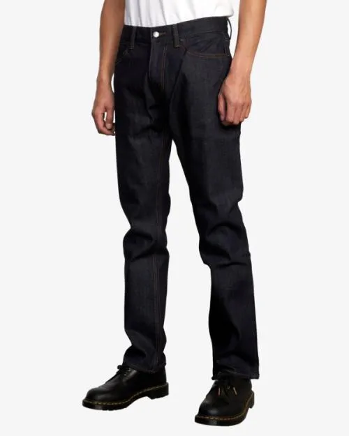 Rvca Weekend Straight Fit Jeans Dark Indigo Men Denim