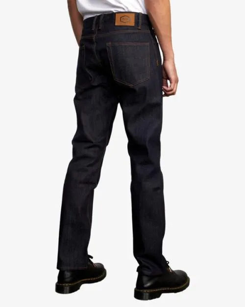 Rvca Weekend Straight Fit Jeans Dark Indigo Men Denim