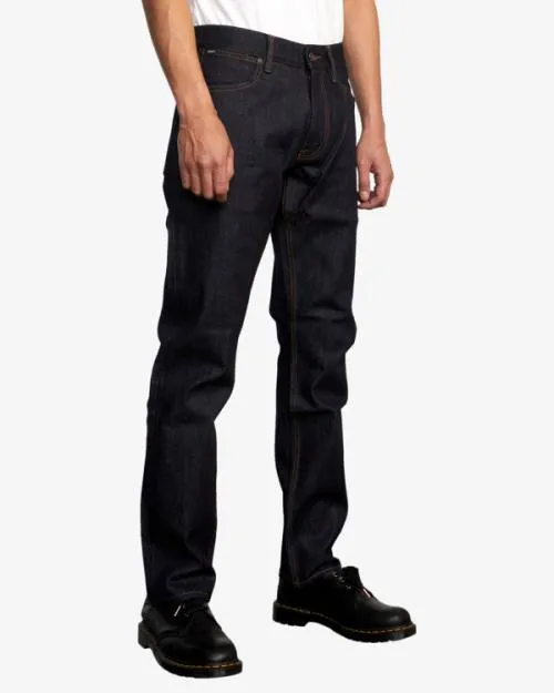 Rvca Weekend Straight Fit Jeans Dark Indigo Men Denim