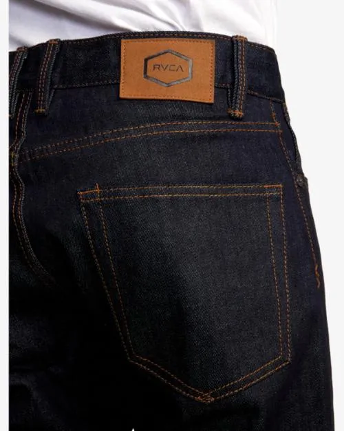 Rvca Weekend Straight Fit Jeans Dark Indigo Men Denim