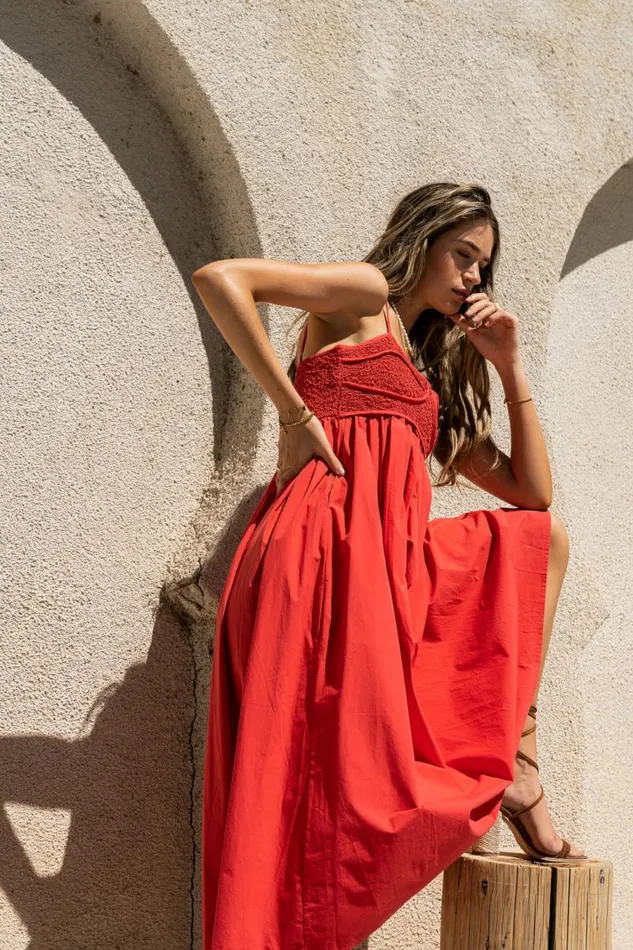 Sabine Midi Dress In Red Red Women Bohme Dresses