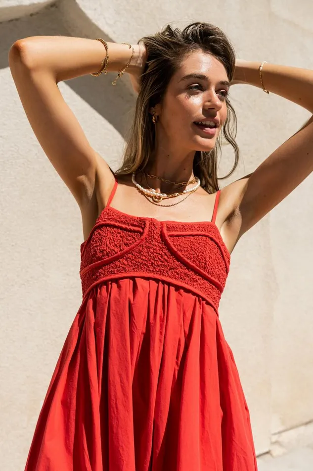 Sabine Midi Dress In Red Red Women Bohme Dresses
