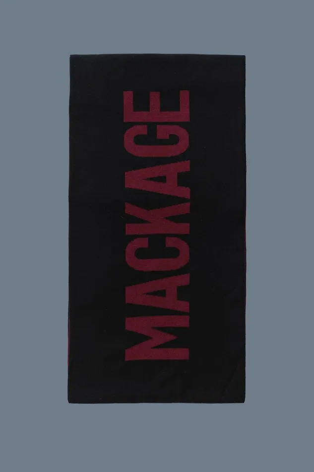 Scarves Women Mackage JUNO 2in1 Merino Blend Logo Scarf Black