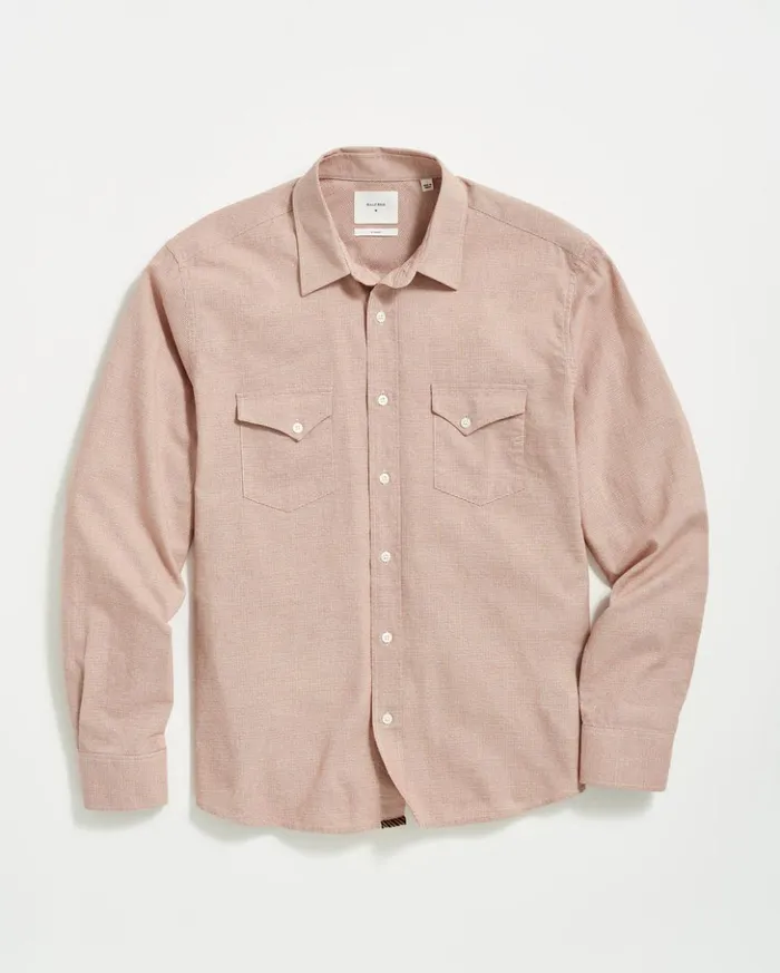 Shirting Men Billy Reid Basket Check Western Shirt Naturalred