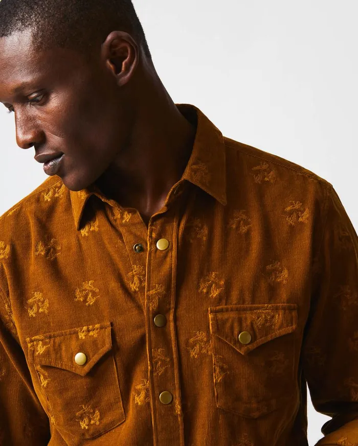 Shirting Men Billy Reid Pelican Cord Western Snap Front Shirt Billy039s Brown