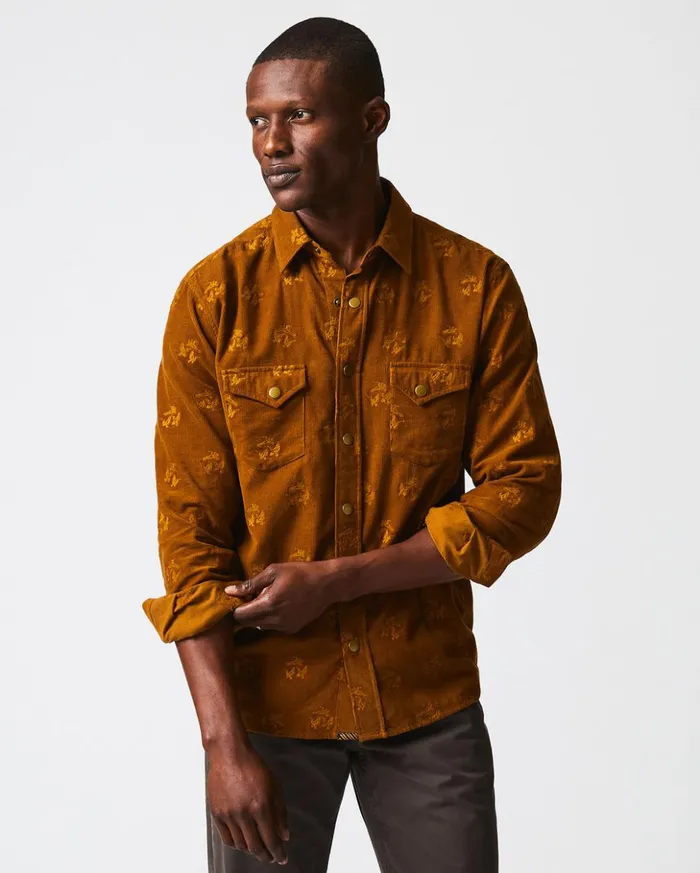 Shirting Men Billy Reid Pelican Cord Western Snap Front Shirt Billy039s Brown