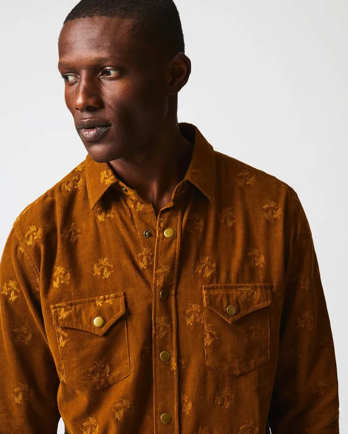 Shirting Men Billy Reid Pelican Cord Western Snap Front Shirt Billy039s Brown