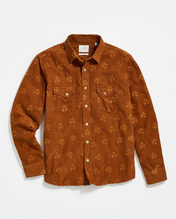 Shirting Men Billy Reid Pelican Cord Western Snap Front Shirt Billy039s Brown