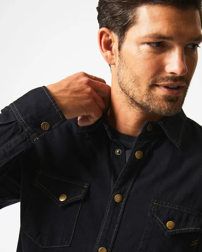 Shirting Men Billy Reid Shoals Denim Shirt Black