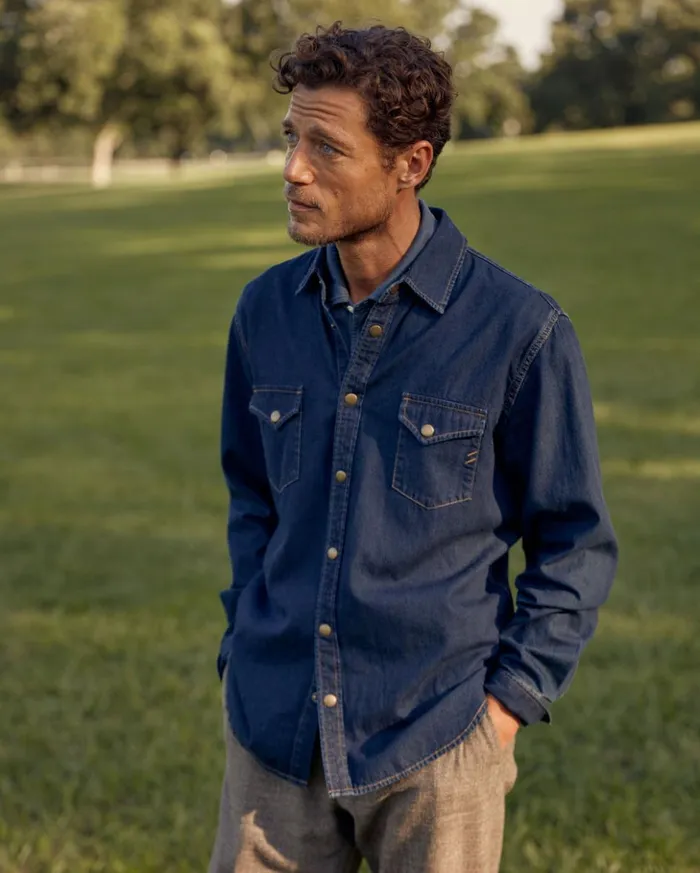 Shirting Men Billy Reid Shoals Denim Shirt Double Dye