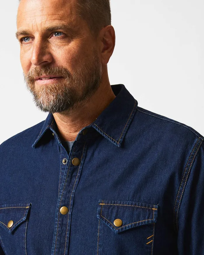 Shirting Men Billy Reid Shoals Denim Shirt Double Dye