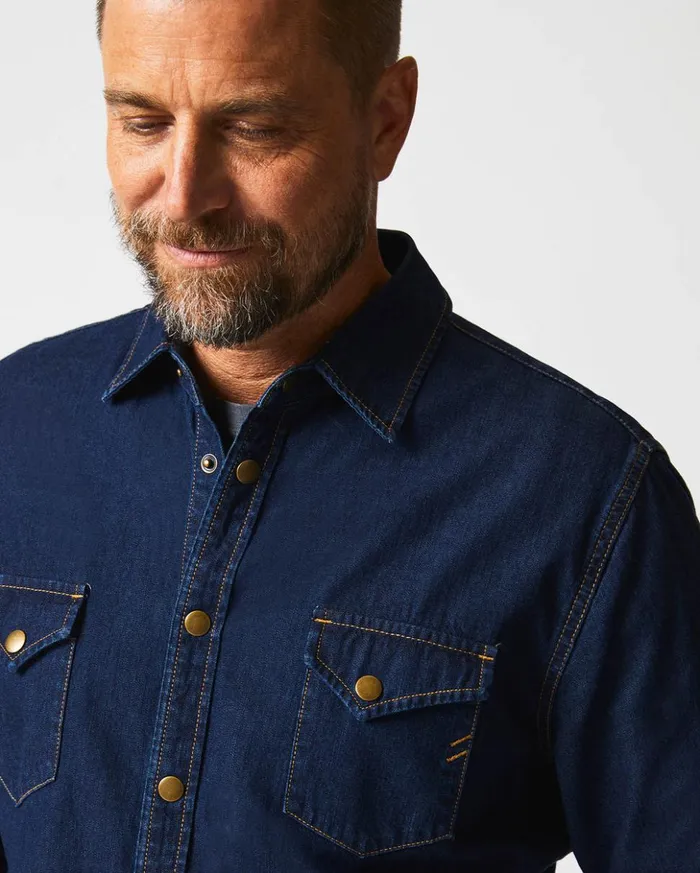 Shirting Men Billy Reid Shoals Denim Shirt Double Dye