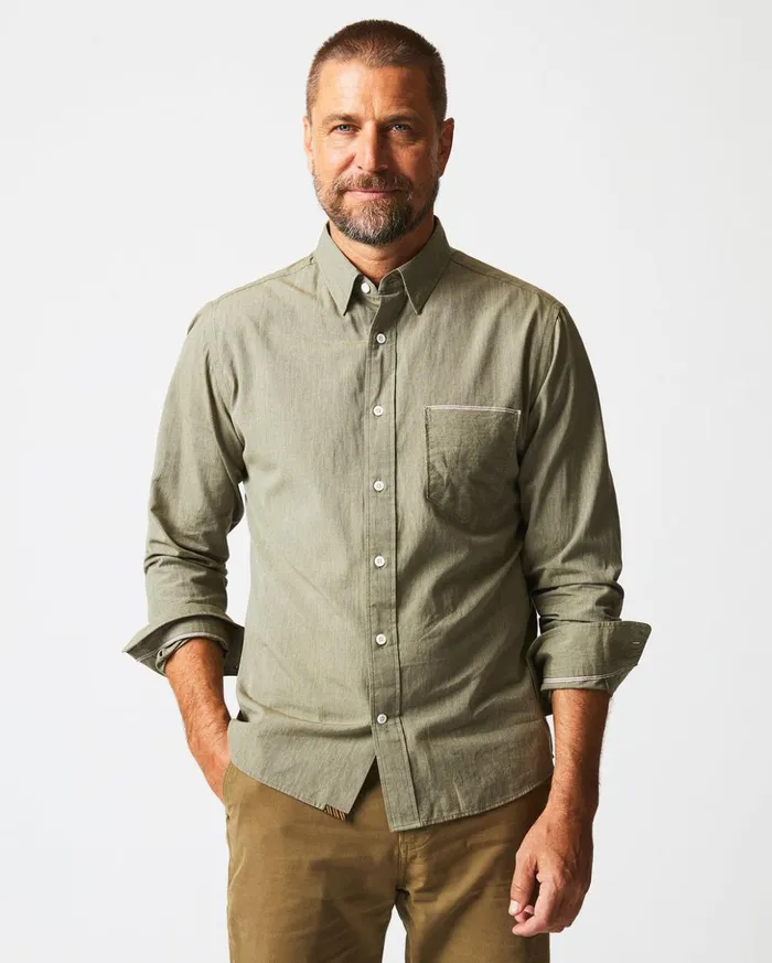 Shirting Men Billy Reid Twisted Msl 1pocket Shirt Olive