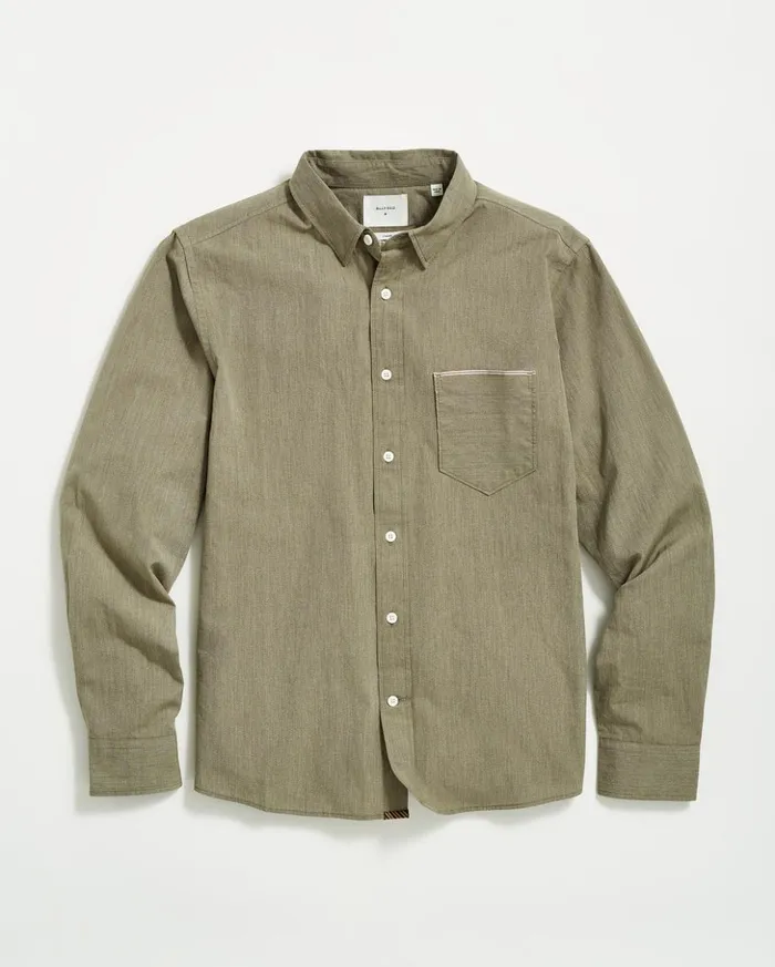 Shirting Men Billy Reid Twisted Msl 1pocket Shirt Olive