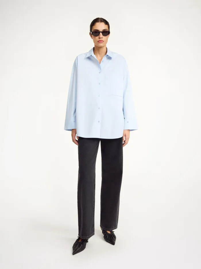Shirts and Blouses Women By Malene Birger Derris Organic Cotton Shirt Periwinkle Blue