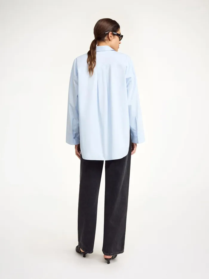 Shirts and Blouses Women By Malene Birger Derris Organic Cotton Shirt Periwinkle Blue
