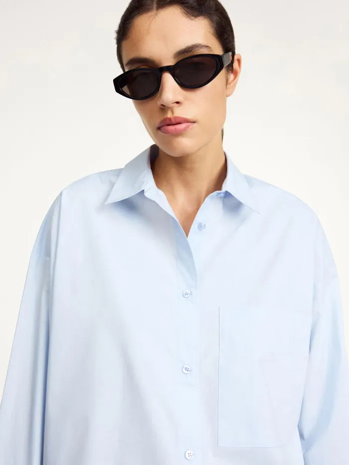 Shirts and Blouses Women By Malene Birger Derris Organic Cotton Shirt Periwinkle Blue