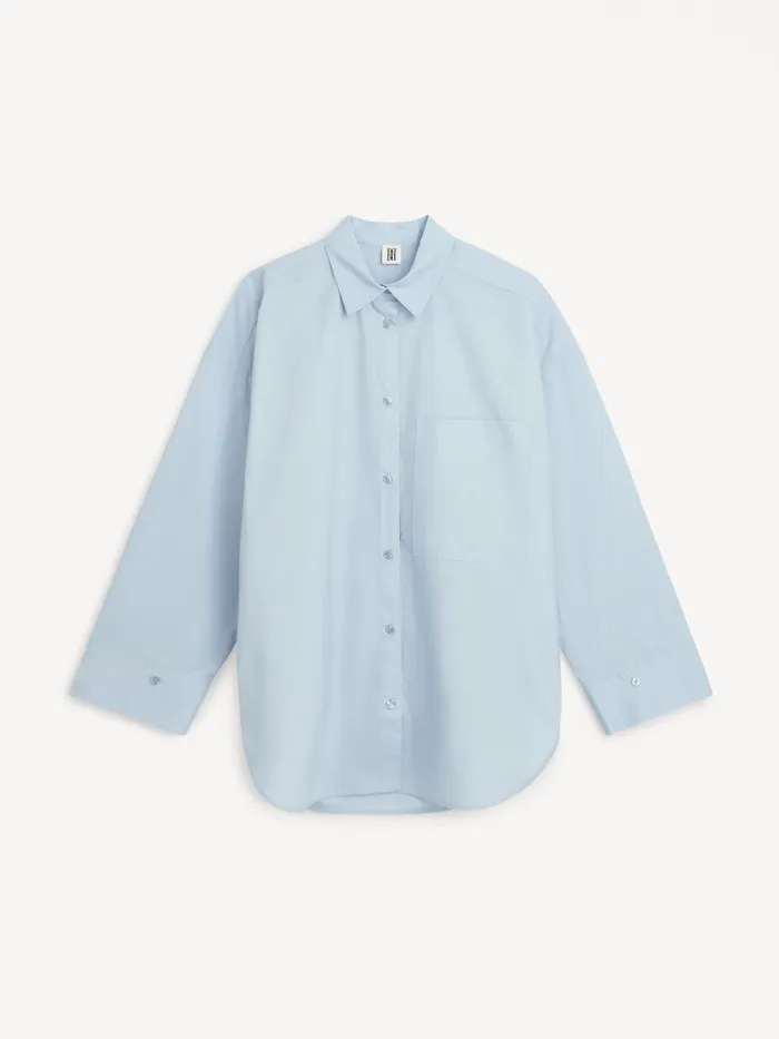 Shirts and Blouses Women By Malene Birger Derris Organic Cotton Shirt Periwinkle Blue