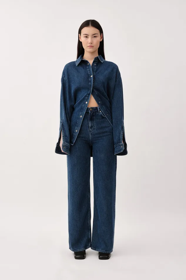 Shirts and Blouses Yolana Tencel Mid Blue Wonhundred Women