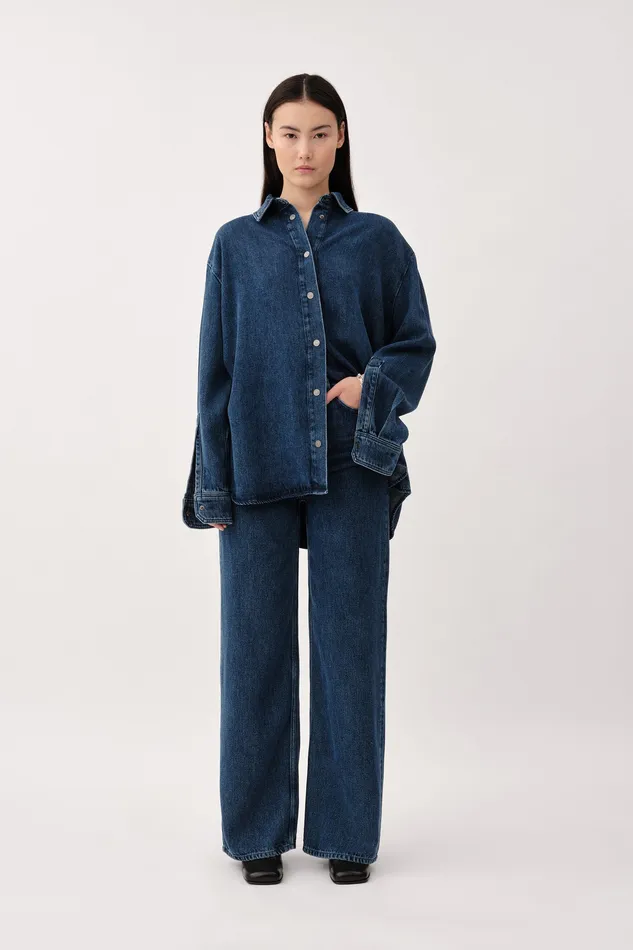 Shirts and Blouses Yolana Tencel Mid Blue Wonhundred Women