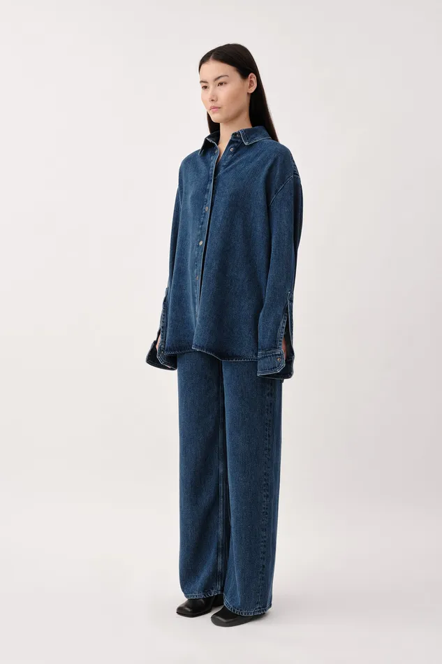 Shirts and Blouses Yolana Tencel Mid Blue Wonhundred Women
