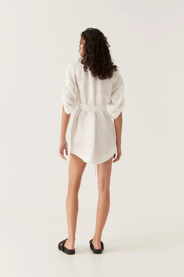 Signal Logo Shirt Mini Dress Ivory Women Aje Mini Dresses