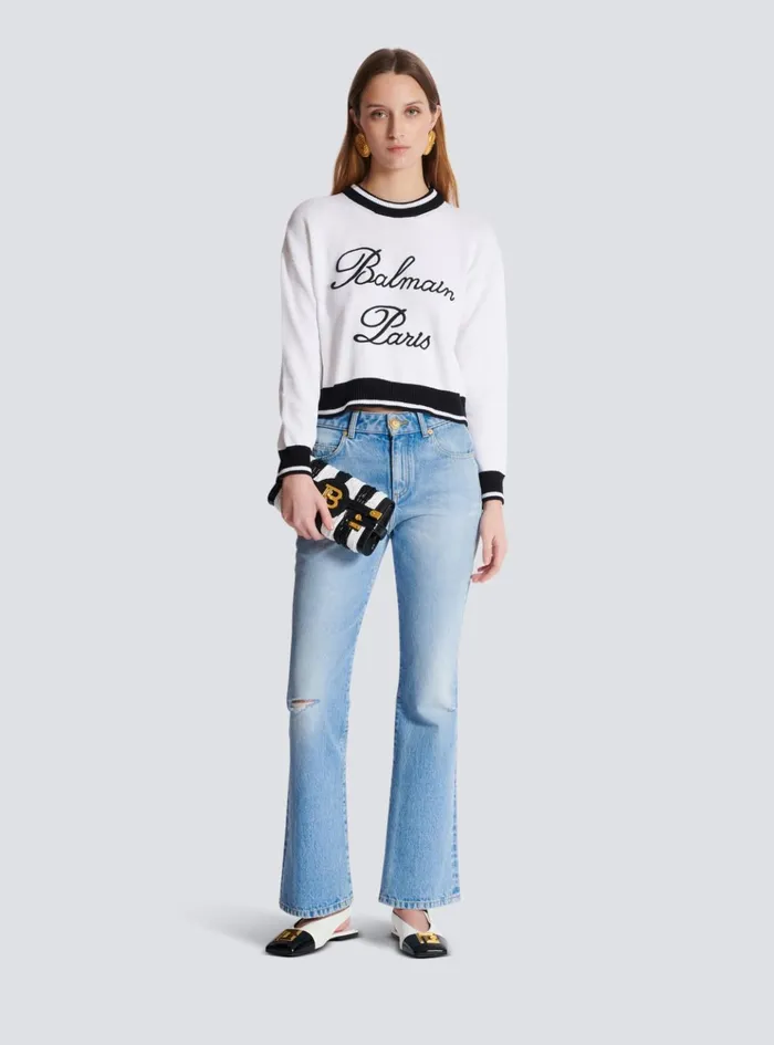 Signature Knit Jumper White Women Balmain Knitwear