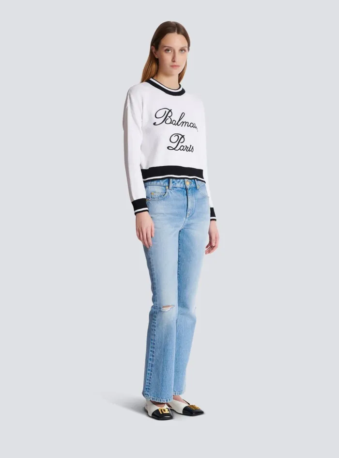 Signature Knit Jumper White Women Balmain Knitwear