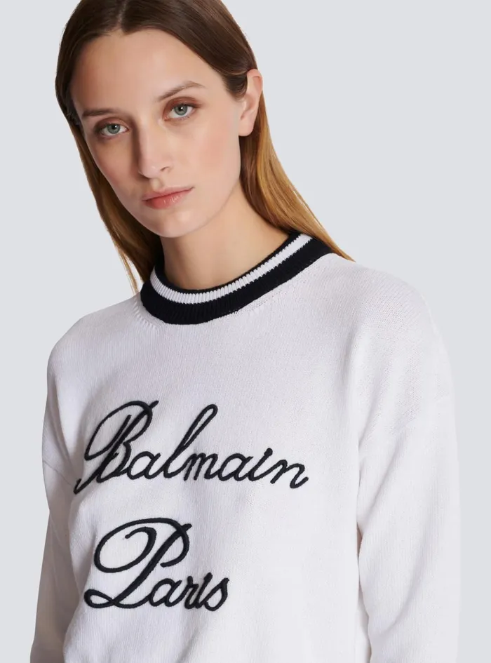 Signature Knit Jumper White Women Balmain Knitwear