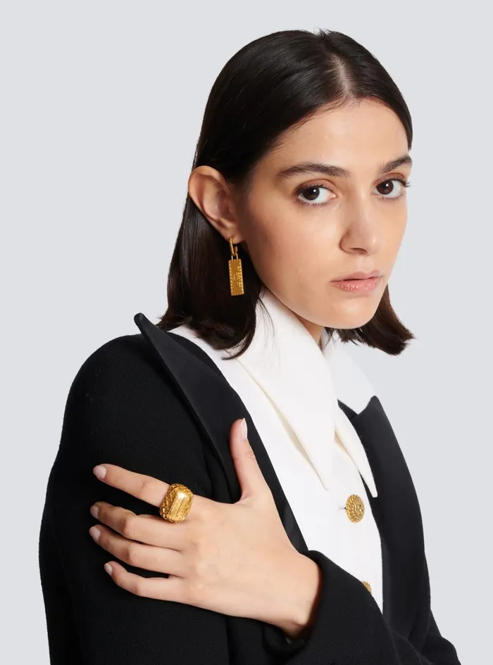 Signature Tubular Earrings Gold Women Balmain Fashion Jewelry