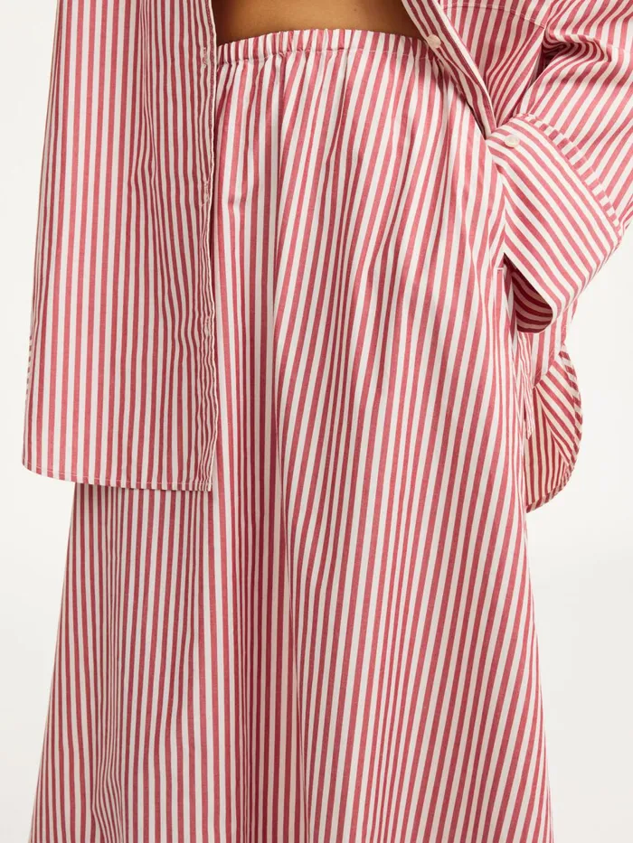 Skirts Women By Malene Birger Pheobes Organic Cotton Skirt Red White Stripes