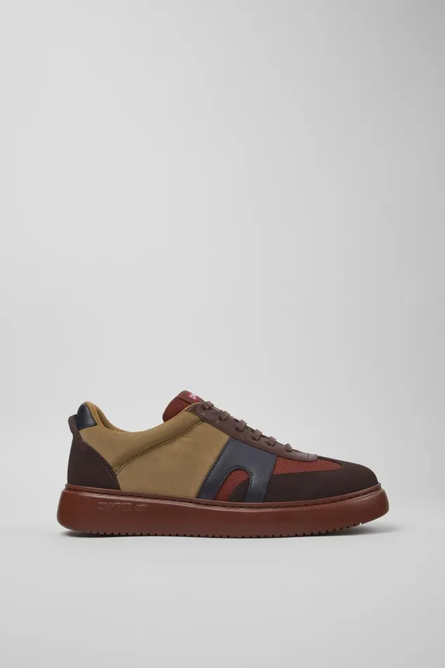 Sneakers Men Camper Runner K21 Brown Textile And Nubuck Sneakers Sneakers Men Camper Runner K21 Brown Textile And Nubuck Sneakers