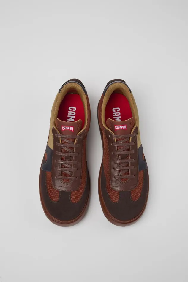 Sneakers Men Camper Runner K21 Brown Textile And Nubuck Sneakers Sneakers Men Camper Runner K21 Brown Textile And Nubuck Sneakers