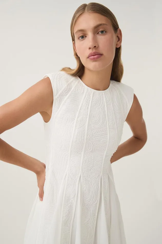 Soleil Lace Mini Dress Ivory Women Aje White Dresses