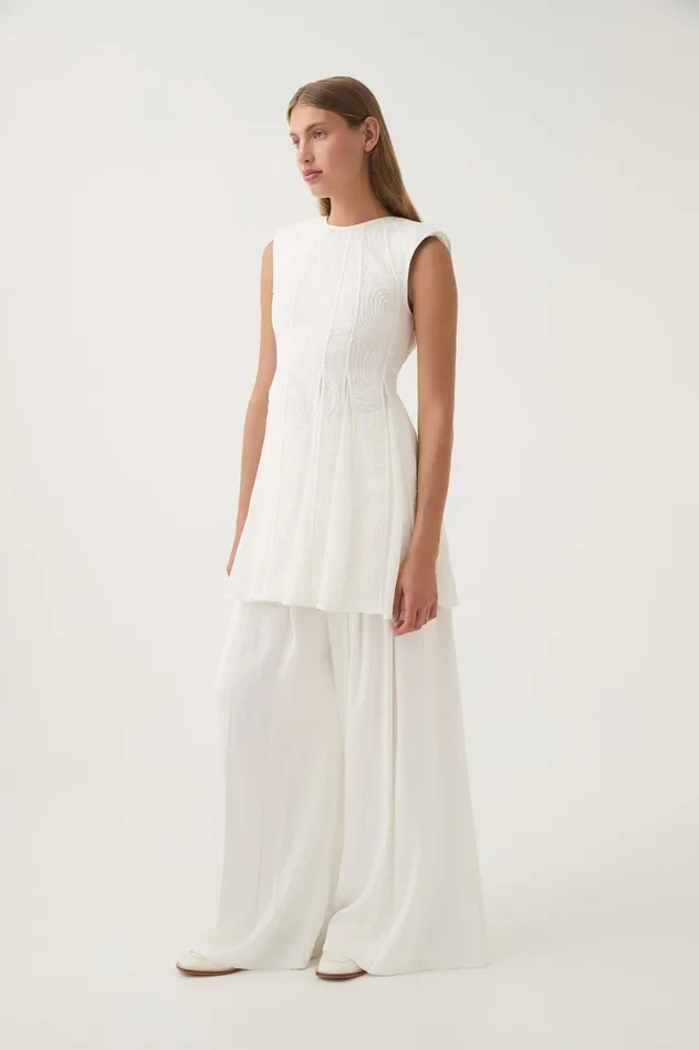 Soleil Lace Mini Dress Ivory Women Aje White Dresses