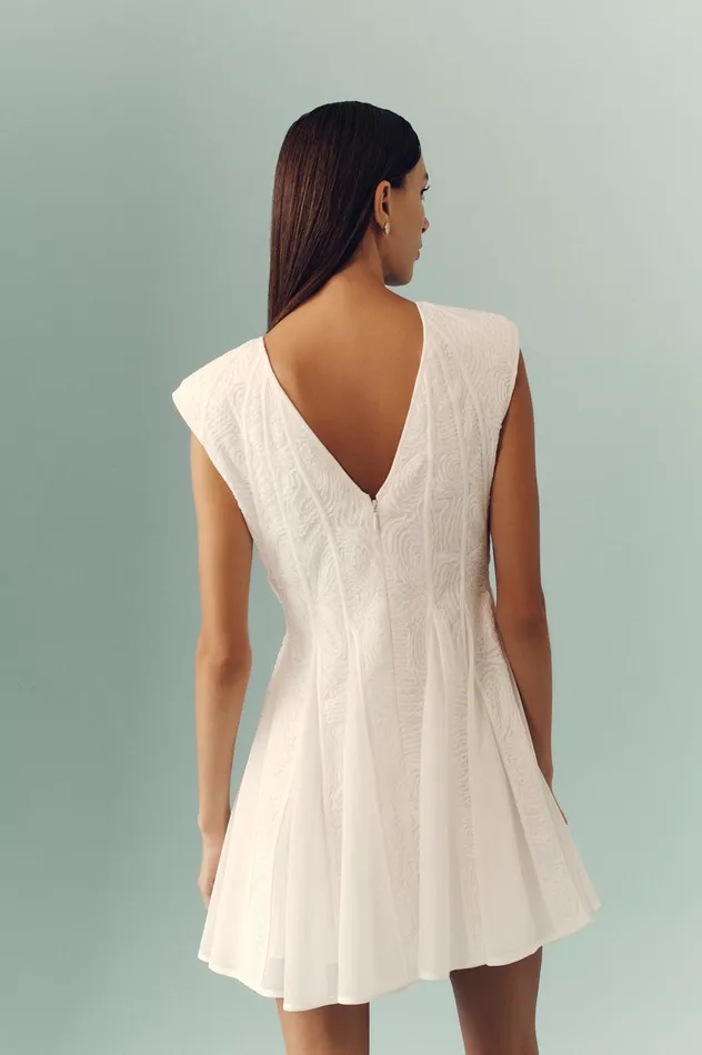 Soleil Lace Mini Dress Ivory Women Aje White Dresses