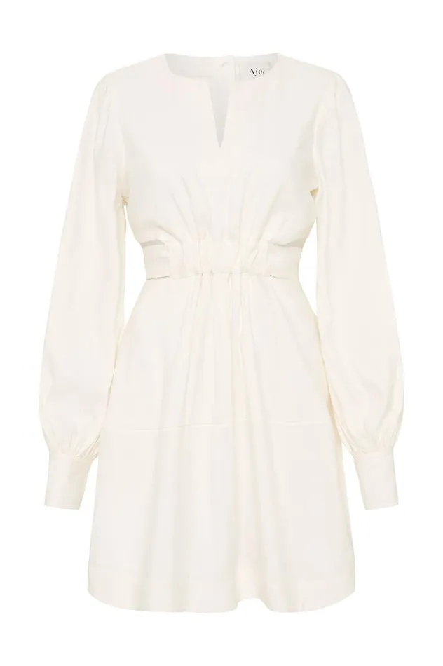 Spectral VNeck Mini Dress Ivory Women Aje Mini Dresses
