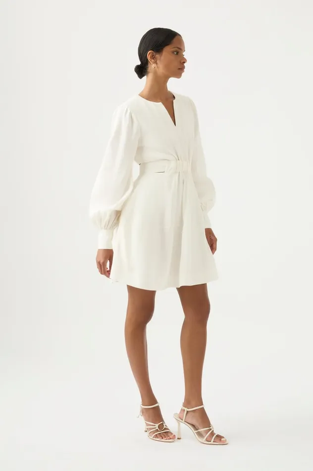 Spectral VNeck Mini Dress Ivory Women Aje Mini Dresses