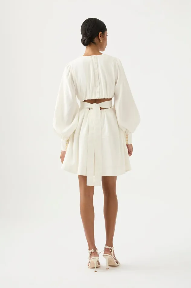 Spectral VNeck Mini Dress Ivory Women Aje Mini Dresses